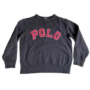 Polo Ralph Lauren Kids Sweatshirt Pullover Crew‎ Neck Red Logo Black Size 6
